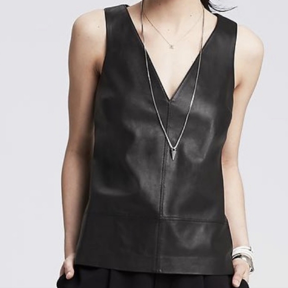 genuine leather BR BANANA REPUBLIC soft fine quality top shirt statement piece - Picture 3 of 12